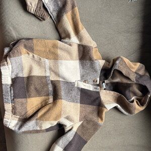 SHEIN Brown and Tan Plaid Jacket